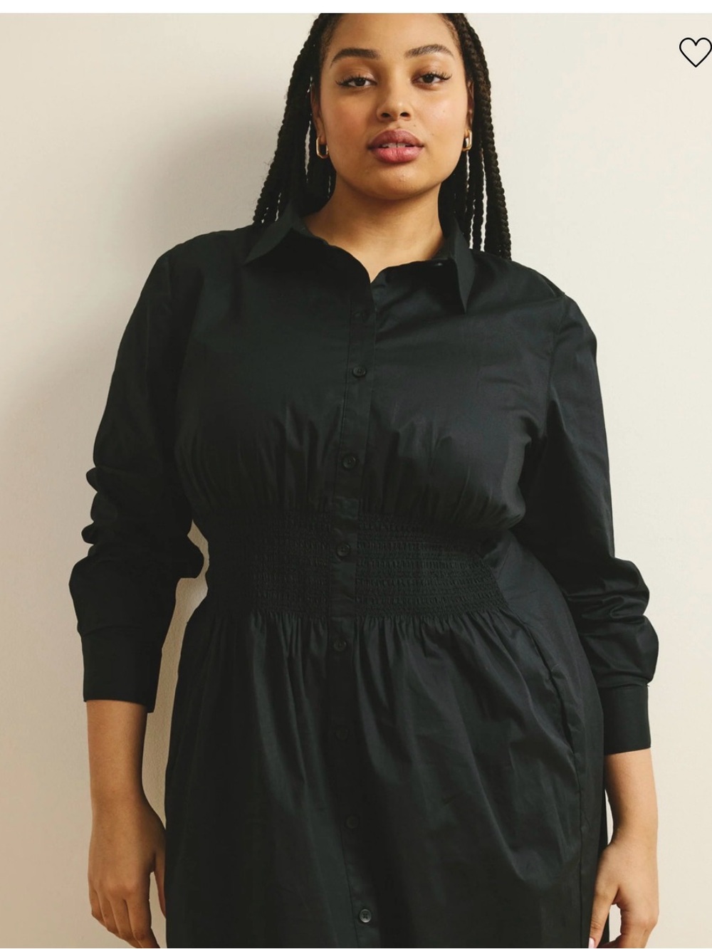 NWT Universal Standard Hamptons Smocked Shirtdress Black S 12-14US Midi Classic
